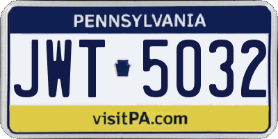 PA license plate JWT5032