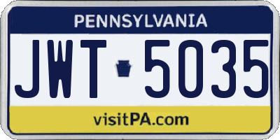 PA license plate JWT5035