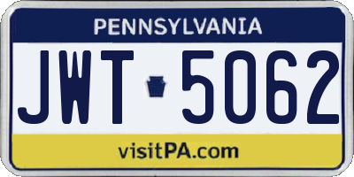 PA license plate JWT5062