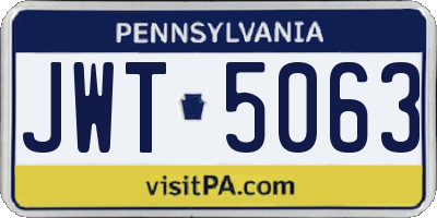 PA license plate JWT5063