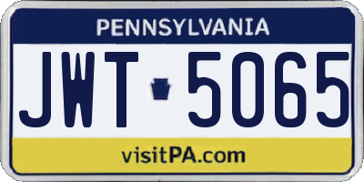 PA license plate JWT5065