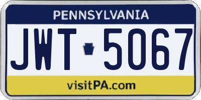 PA license plate JWT5067