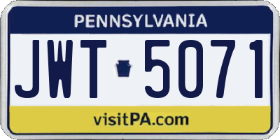 PA license plate JWT5071