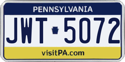 PA license plate JWT5072