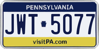 PA license plate JWT5077