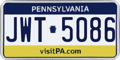 PA license plate JWT5086