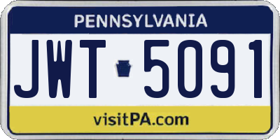 PA license plate JWT5091