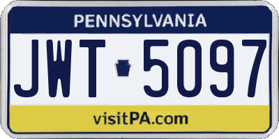 PA license plate JWT5097