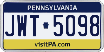 PA license plate JWT5098