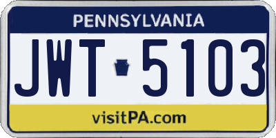 PA license plate JWT5103