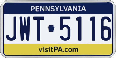 PA license plate JWT5116