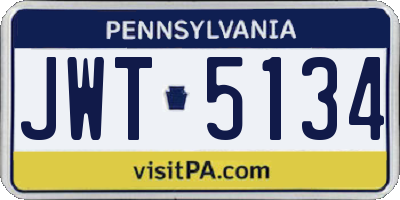PA license plate JWT5134