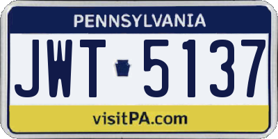 PA license plate JWT5137