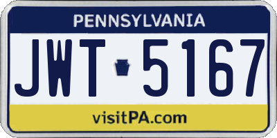 PA license plate JWT5167