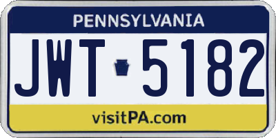 PA license plate JWT5182