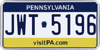 PA license plate JWT5196