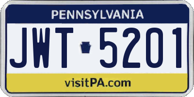 PA license plate JWT5201