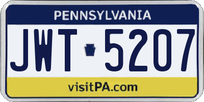 PA license plate JWT5207