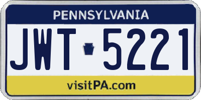 PA license plate JWT5221
