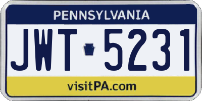 PA license plate JWT5231