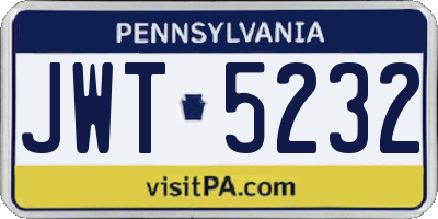 PA license plate JWT5232