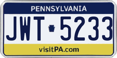 PA license plate JWT5233