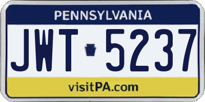 PA license plate JWT5237