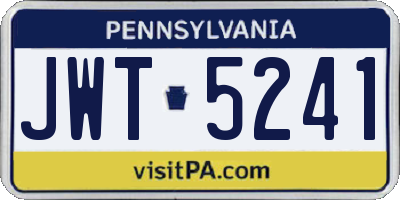 PA license plate JWT5241