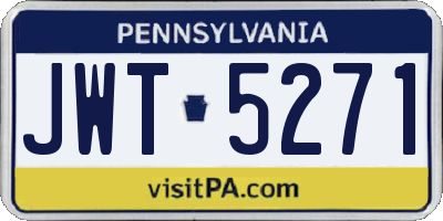 PA license plate JWT5271
