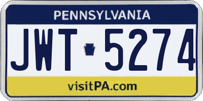 PA license plate JWT5274