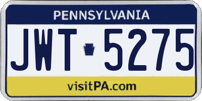 PA license plate JWT5275