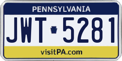 PA license plate JWT5281