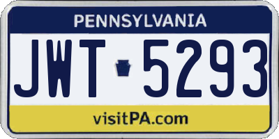 PA license plate JWT5293