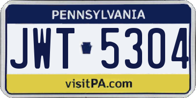 PA license plate JWT5304