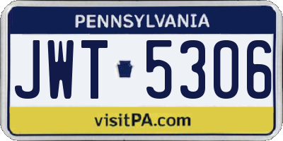 PA license plate JWT5306