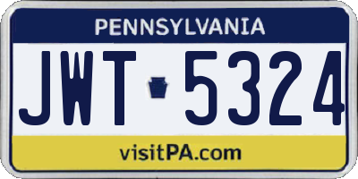 PA license plate JWT5324