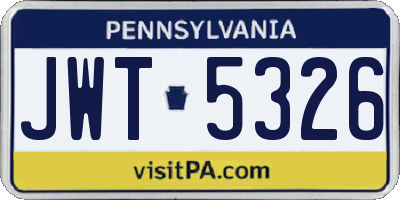 PA license plate JWT5326
