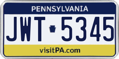PA license plate JWT5345