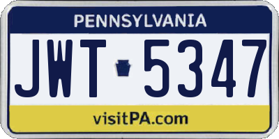 PA license plate JWT5347