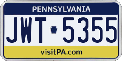 PA license plate JWT5355