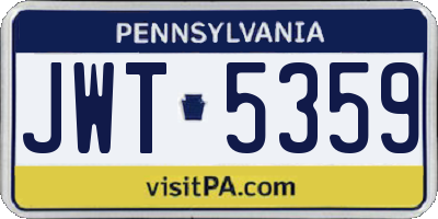 PA license plate JWT5359