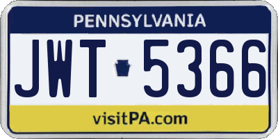 PA license plate JWT5366
