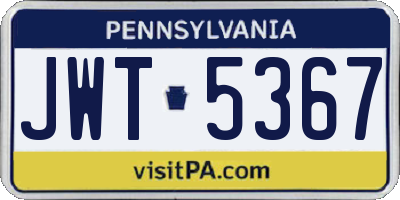 PA license plate JWT5367