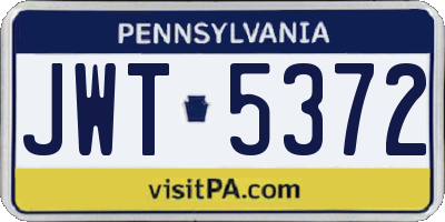 PA license plate JWT5372