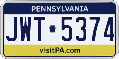 PA license plate JWT5374