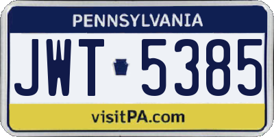 PA license plate JWT5385