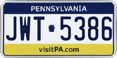 PA license plate JWT5386