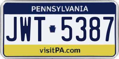 PA license plate JWT5387