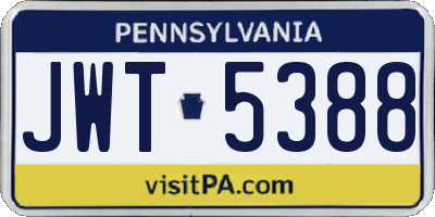 PA license plate JWT5388