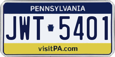 PA license plate JWT5401